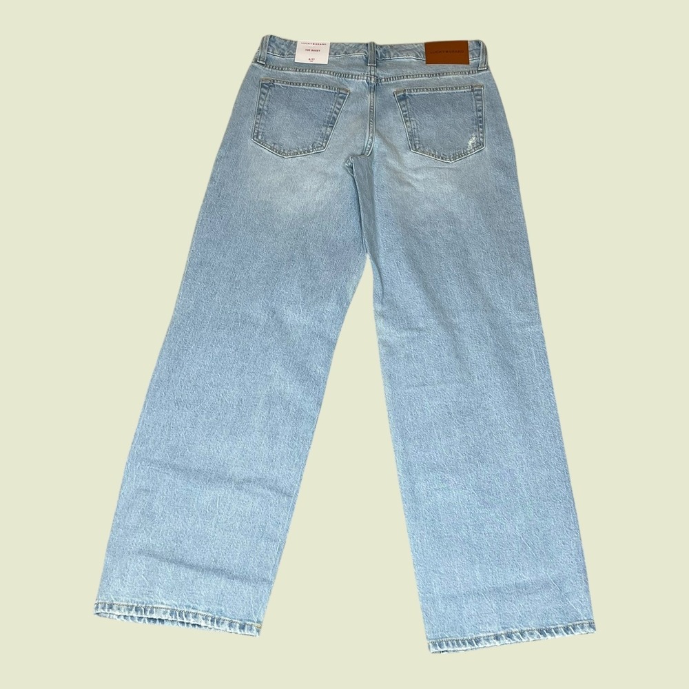 NEW Lucky Brand The Baggy Distressed Wide Leg Comfort Stretch Jeans Womens 4/27L - Picture 3 of 13